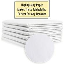 6-Pack White Round Paper Tablecloths – 82in Paper Table Cloths For Parties Disposable – Linen Like Disposable White Tablecloth Round Cover With Plastic Backing - 1 - View 7