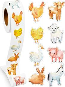 500pcs/Roll Cartoon Animal Stickers, Reward Stickers, Stationery Stickers, Gift Decoration Labels Back To School - Multicolor - View 1