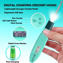 18 Sizes Counting Crochet Hooks With Light, Digital Counter Crochet Hooks Set With Case (2.0mm~14.0mm)