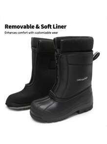 Boys Girls Mid Calf Snow Boots Cold Weather Insulated Waterproof Winter For Little/Big Kid Ski,Thick & Warm,Outdoor Play - 黑與白 - 查看 5