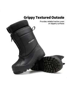 Boys Girls Mid Calf Snow Boots Cold Weather Insulated Waterproof Winter For Little/Big Kid Ski,Thick & Warm,Outdoor Play - 黑與白 - 查看 7