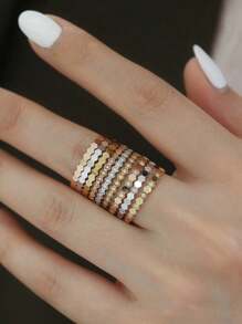 1枚简约亮面蜂窝图案女士戒指（单枚戒指，可与其他戒指搭配），S925或925纯银精美首饰，适合日常佩戴