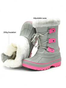 Boys Girls Toddler Winter Snow Boots Mid Calf Boots Waterproof Warm For Snowball Fights And Ski,Christmas Gifts - 玫紅色 - 查看 5