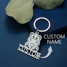 1pc Custom Name Tag Keychain Personalized Letters Stainless Steel Key Chain Ring For Women Men Father's Day Mother's Day Valentine's Day Gift