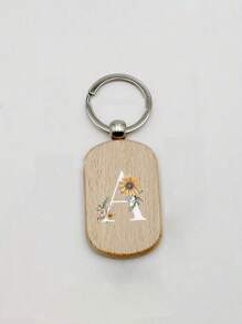 1 件雏菊字母 A-Z 图案木质钥匙扣、首字母木质吊坠、可雕刻的创意小礼物、包包吊坠、木质标签、钥匙扣、戒指、雕刻空白木板、DIY 配件 - 杏色 - 查看 5