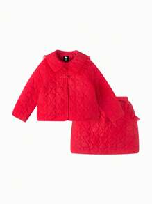 mini bala 女童长袖套装宝宝新款中式翻领套装 - 中國紅 - 查看 4