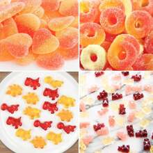 水果零食模具硅胶软糖模具、心形、熊、迷你恐龙和迷你甜甜圈、软糖模具托盘用于糖果巧克力软糖烘焙（樱桃葡萄香蕉苹果菠萝） - 彩色 - 查看 5