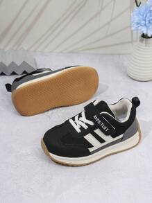 2024 年春秋季新款时尚软底网眼透气运动鞋，适合儿童、男孩和女孩 - 黑色 - 查看 5