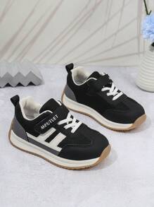 2024 年春秋季新款时尚软底网眼透气运动鞋，适合儿童、男孩和女孩 - 黑色 - 查看 1