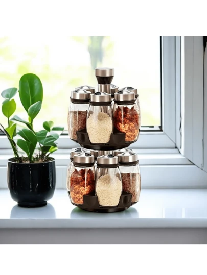 单层/双层厨房调味瓶套装学校用品，圣诞礼物