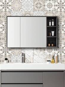 10 stuks Bloemenpatroon Bedrukt PVC Kunstkeramische Tegels Huisdecoratie Muurstickers, DIY Mozaïek Zelfklevend Behang, Waterdicht, Vuilafstotend, Decoratief Voor Keuken, Badkamer, Woonkamer, Slaapkamer, TV Achtergrond, Renovatie Stickers Peel Wandpanelen, Behang, Behang, Lente Decoratie Artikelen Verfris Uw Huis, Rama Decoratie Stickers