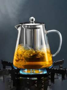 Juego de tetera de vidrio con infusor, tetera resistente al calor para oficina y hogar, recipiente para té de gran capacidad, para exteriores y camping