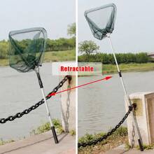 Fishing Landing Net With Telescopic Handle, Foldable & Collapsible, Lightweight Aluminum Alloy Frame, Portable Long Handle For Bird & Fish Catch And Release