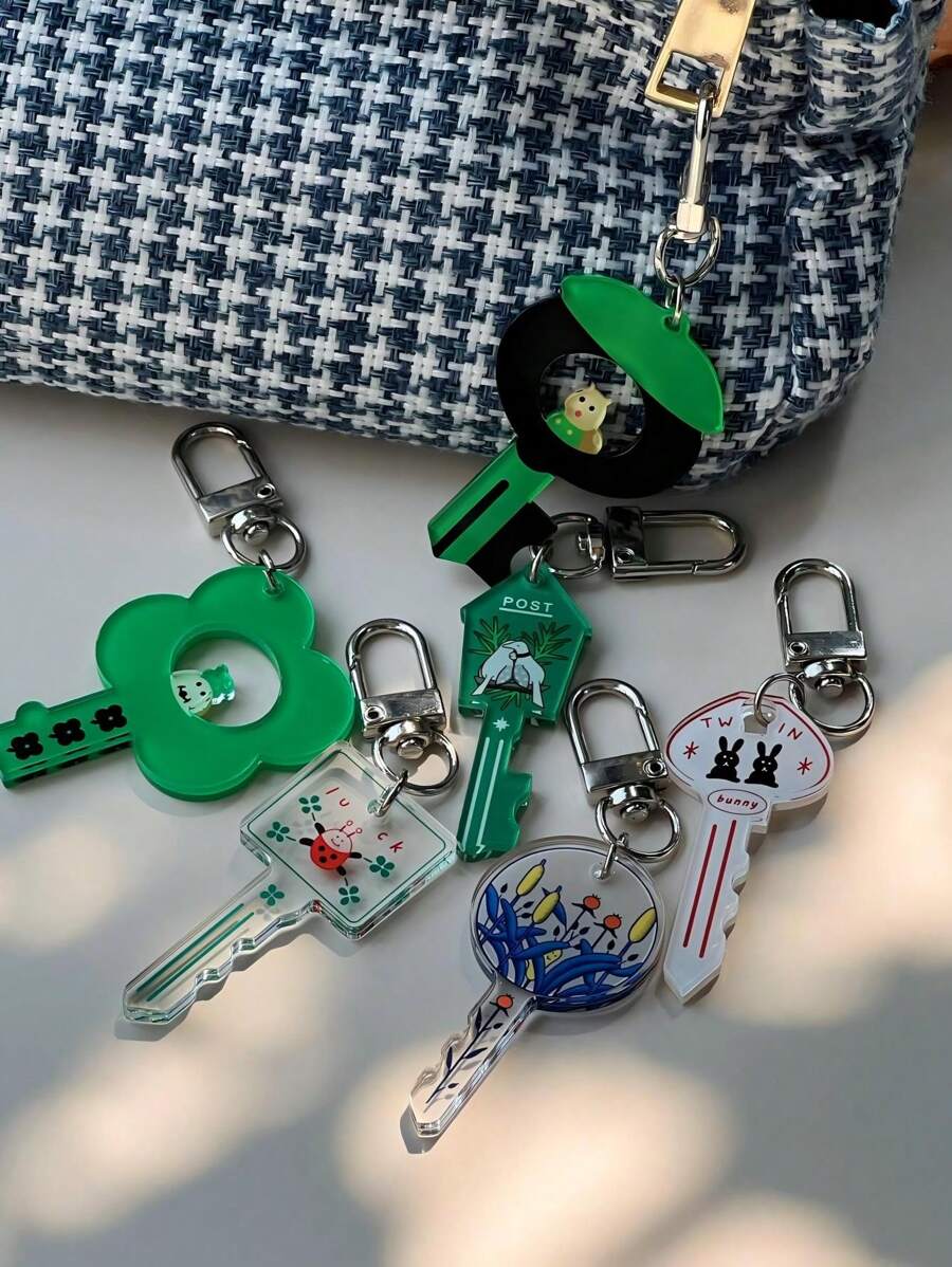 6 chiếc mặt dây chuyền Acrylic hình động vật rừng cổ điển dễ thương, móc khóa và trang trí túi quà tặng Giáng sinh - Nhiều màu - Xem 1