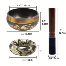 1 件装颂钵套装冥想音钵手工锤制适用于瑜伽、冥想、正念、脉轮平衡 - 彩色 - 查看 2