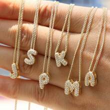 New Fashionable Multifunctional 26pcs English Letter Necklace, Women Copper Cubic Zirconia Letter Pendant