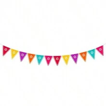 1pc Seven Color Hollow Flag Banner, Family Party Hanging, Ceiling Window Decoration Pull Flag, Pinata Theme Rave Party Pull Flower - Multicolor - View 10