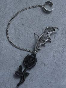 1 chiếc khuyên tai hình dơi và hoa hồng Gothic tối màu trang sức Halloween - Nhiều màu - Xem 4