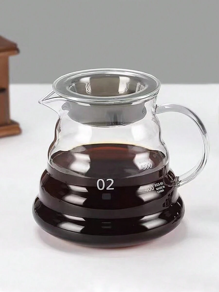 1pc Heat Resistant Glass Coffee & Tea Pot With Lid, Cloud-Shaped Pour Over Coffee Maker, Drip Filter Coffee Cup, Coffee Utensil,Coffee Drinking Kit, Coffee Camping Kit, Home Coffee Drinking Kit, School Supplies Back To School