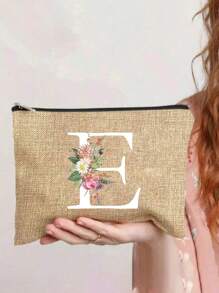 1 túi đựng mỹ phẩm in chữ cái A-Z, quà tặng cho bé gái, túi đựng đồ in họa tiết chữ cái tối giản phong cách retro dễ thương, túi trang điểm, túi đựng đồ nhỏ, túi đựng đồ vệ sinh cá nhân, ví cầm tay, túi đựng đồ gấp gọn nhẹ, túi mua sắm tối giản, ví cầm tay quà tặng giáo viên, túi đựng đồ cho y tá/bác sĩ/giáo viên, thích hợp để đựng đồ trang điểm cá nhân khi đi du lịch, túi đựng mỹ phẩm, túi đựng đồ trang điểm. - Màu Khaki - Xem 13