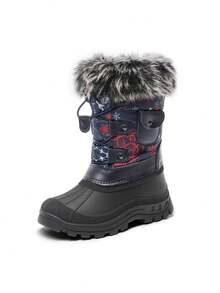Boys Girls Snow Boots Mid Calf Boots Insulated Waterproof Side Zipper For Christams Gifts - 薄荷藍 - 查看 4