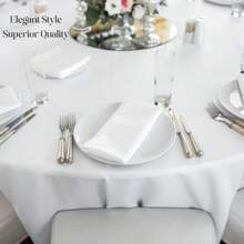 6-Pack White Round Paper Tablecloths – 82in Paper Table Cloths For Parties Disposable – Linen Like Disposable White Tablecloth Round Cover With Plastic Backing - 1 - View 4