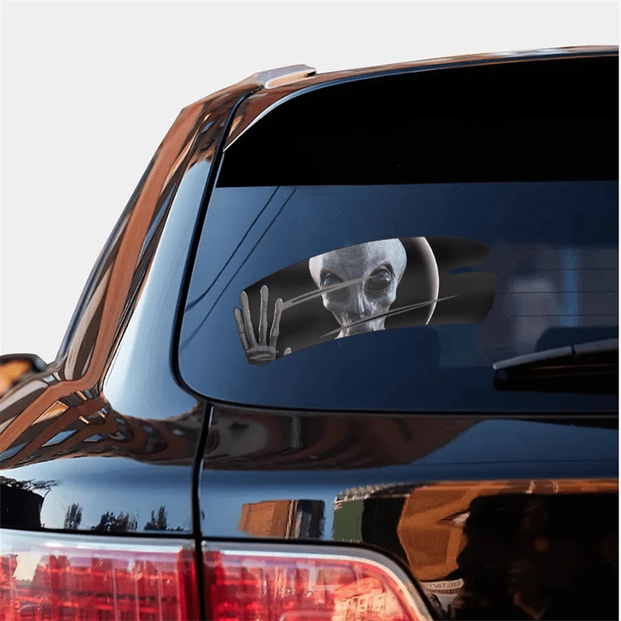 New 3D Alien Cracked Car Decal Cool Universal Self-Adhesive Pvc Vinyl Auto Racing Sticker For Car Home Laptop Decol - Alien - View 1
