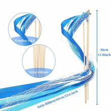 50/20/10 件/批 带铃铛的丝带婚礼魔杖 旋转彩带 婚礼丝带棒 适用于婚礼装饰、圣诞节 - 彩色 - 查看 8