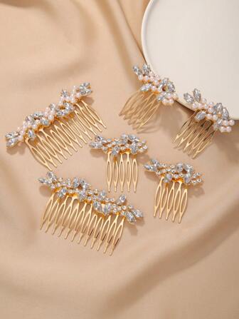 1个时尚韩版水钻合金发夹，多功能女士发饰，梳子，侧梳