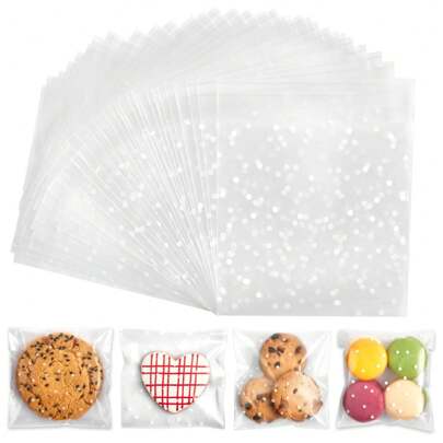 50/100PCS Cookie Bags Self Adhesive Clear Plastic Cellophane Treat Bags For Candy Pastry Packaging Christmas Party Favor Gift Giving,Christmas
