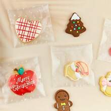 50/100PCS Cookie Bags Self Adhesive Clear Plastic Cellophane Treat Bags For Candy Pastry Packaging Christmas Party Favor Gift Giving,Christmas