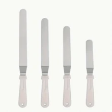 Angled Icing Spatulas Set - Stainless Steel &  Wheat Straw Handles, 6", 8", 10", 12" Sizes - Perfect For Cake Decorating, Cheese & Butter Spreading - Grey - View 2
