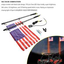 2X 3ft RGB LED Whip Lights Antenna W/ Flag Remote Control For Polaris RZR UTV ATV - 1 Piece - View 8