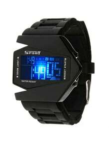 Jam tangan elektronik digital multifungsi pria - Hitam - View 1
