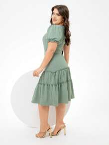 Plus Size Dresses - 橄欖綠 - 查看 4