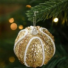 1pc Glitter Powdered Christmas Ball Ornament, Christmas Decoration