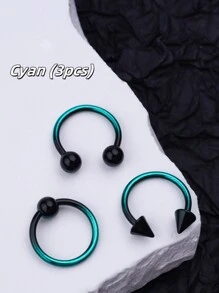 3入組Y2K風格彩色鼻環馬蹄鼻鉤耳環16g不鏽鋼鼻環唇環鉸鏈鼻環穿刺飾品，鼻環按鈕，鼻環環狀彎曲穿刺飾品，適用於鼻環、軟骨環、耳垂、耳弓、耳環。女士、男士萬聖節穿刺身體飾品，適用於派對、約會、日常穿著 - 彩色 - 查看 21