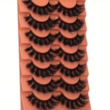 7 Pairs Faux Mink Lashes Fluffy False Eyelashes Full Wispy Lashes 8D Volume Curly Fake Eyelashes - Black - View 6