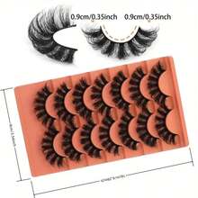 7 Pairs Faux Mink Lashes Fluffy False Eyelashes Full Wispy Lashes 8D Volume Curly Fake Eyelashes - Black - View 4