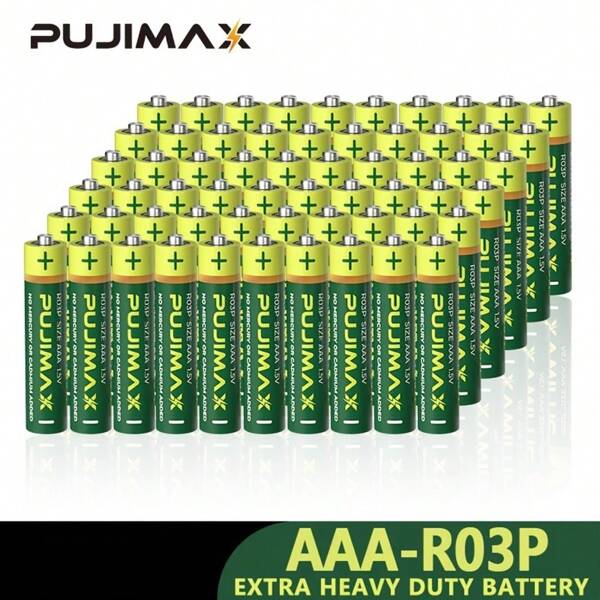 Batería de carbón AAA PUJIMAX 20pcs, adecuada para control remoto, despertador, timbre de puerta, estufa de gas, calentador de agua, llaves del automóvil, gamepad, linterna, de alto rendimiento, duradera y de larga duración [batería no recargable, no cargar]