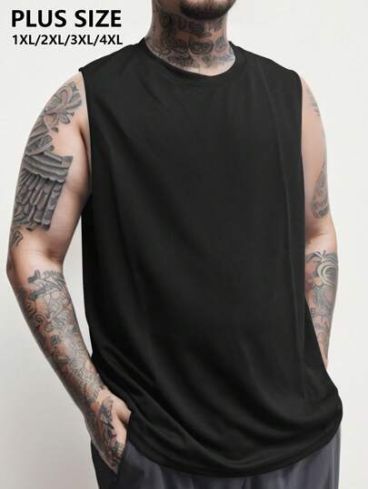 Camiseta de tirantes deportiva elástica talla grande para hombres, top informal transpirable y de secado rápido para ropa interior, sudadera para baloncesto, entrenamiento, running, ciclismo en tallas 1XL, 2XL, 3XL, 4XL