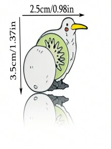 Pin de esmalte con diseño de pájaro kiwi kawaii, broche con diseño de animal de fruta única para decorar ropa y bolsos - Nuevo broche - Ver 2