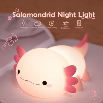 Kawaii Axolotl Night Light ,Animal Silicone Nursery Night Lamp, Rechargeable Table Lamp Bedside Lamp,Cute Room Decor Night Light For Bedroom,Living Room,Dining,Desk Decorations,Great Gifts