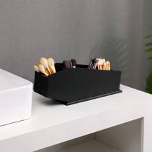 Lechay Brush Holder Coffin Makeup Brush Holder Gothic Desk Organizer Black Boxes For Desk Spooky Home Office Desk Organizer-Vanity Organizer And Desk Storage-4 Compartments - 黑色 - 查看 7