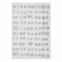 50 Pairs Assorted Rhinestone Star, Music Note, Bow Plastic Earrings Set For Girls, Random Color & Style, No Box, Suitable For Birthday Party - Multicolor - View 13