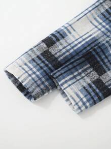 Boys' Hooded Plaid Pocket Jacket - Navy Blue - View 5