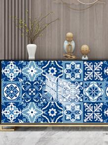10 stuks Bloemenpatroon Bedrukt PVC Kunstkeramische Tegels Huisdecoratie Muurstickers, DIY Mozaïek Zelfklevend Behang, Waterdicht, Vuilafstotend, Decoratief Voor Keuken, Badkamer, Woonkamer, Slaapkamer, TV Achtergrond, Renovatie Stickers Peel Wandpanelen, Behang, Behang, Lente Decoratie Artikelen Verfris Uw Huis, Rama Decoratie Stickers