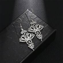 1 Cặp bông tai mặt dây chuyền hoa sen bằng thép không gỉ thanh lịch, quà tặng trang sức thường ngày thời trang tập yoga cho phụ nữ - nhiều màu - Xem 14