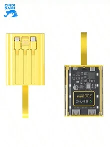 Mini banco de energía de 10000 mAh, estilo punk, transparente, mecha, carga rápida, banco de energía móvil de gran capacidad - Amarillo - Ver 1