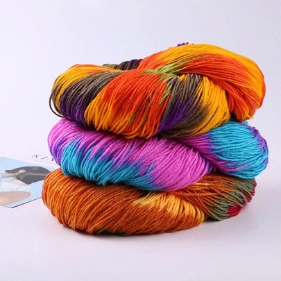 1 件/约 50 克 4 层多色渐变柔软腈纶纱线，适用于手工编织 DIY 项目，如拖鞋、围巾、毛毯、流苏地毯和枕头